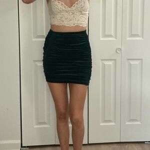 EXPRESS Dark Green Velvet Pencil Skirt XS